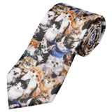 White Multicolor Cat Necktie
