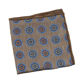 Brown Blue Medallion Pocket Square