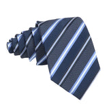 Navy Blue White Striped Necktie