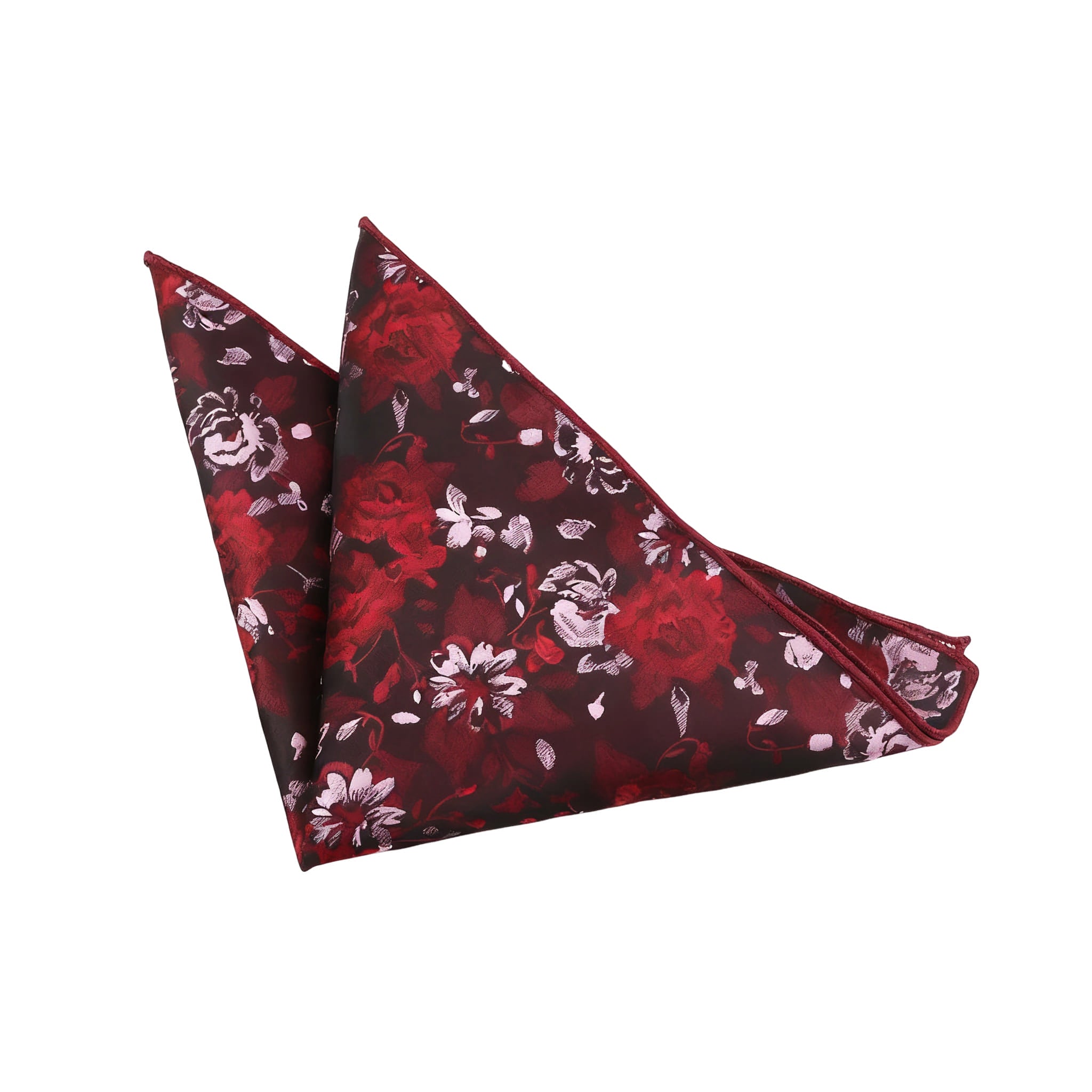 Burgundy Red Floral Pocket Square