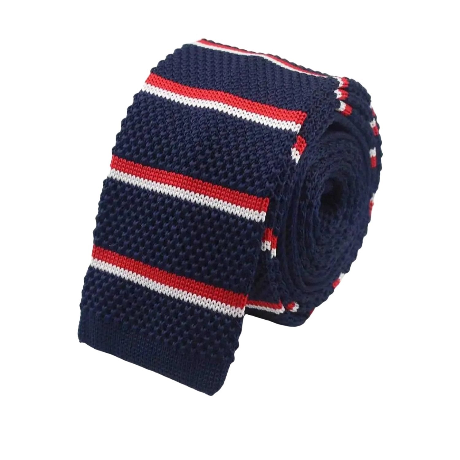 Navy Blue With Red White Stripes Necktie