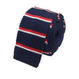 Navy Red White Striped Knitted Tie