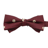 Burgundy Beige Floral Bowtie