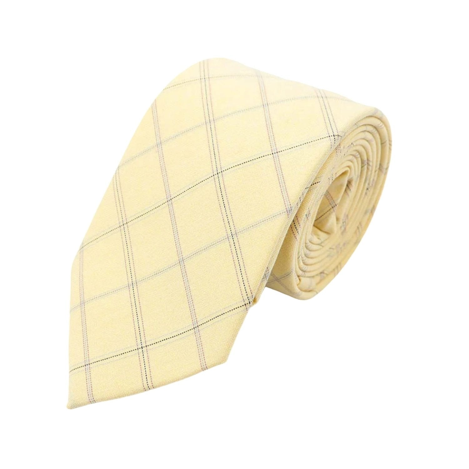 Yellow With Gray Grid Necktie