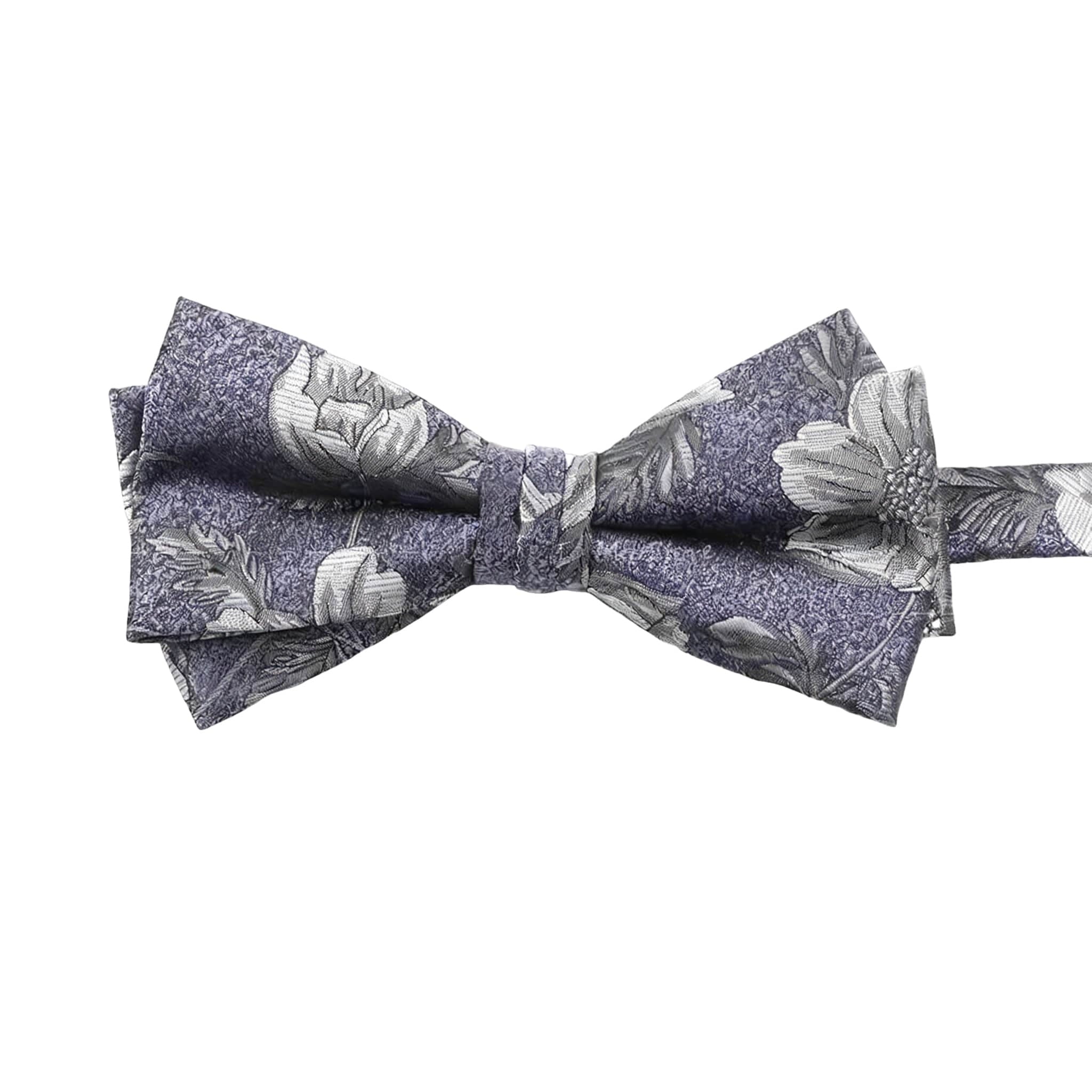 Gray Silver Floral Bowtie