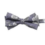 Gray Silver Floral Bowtie