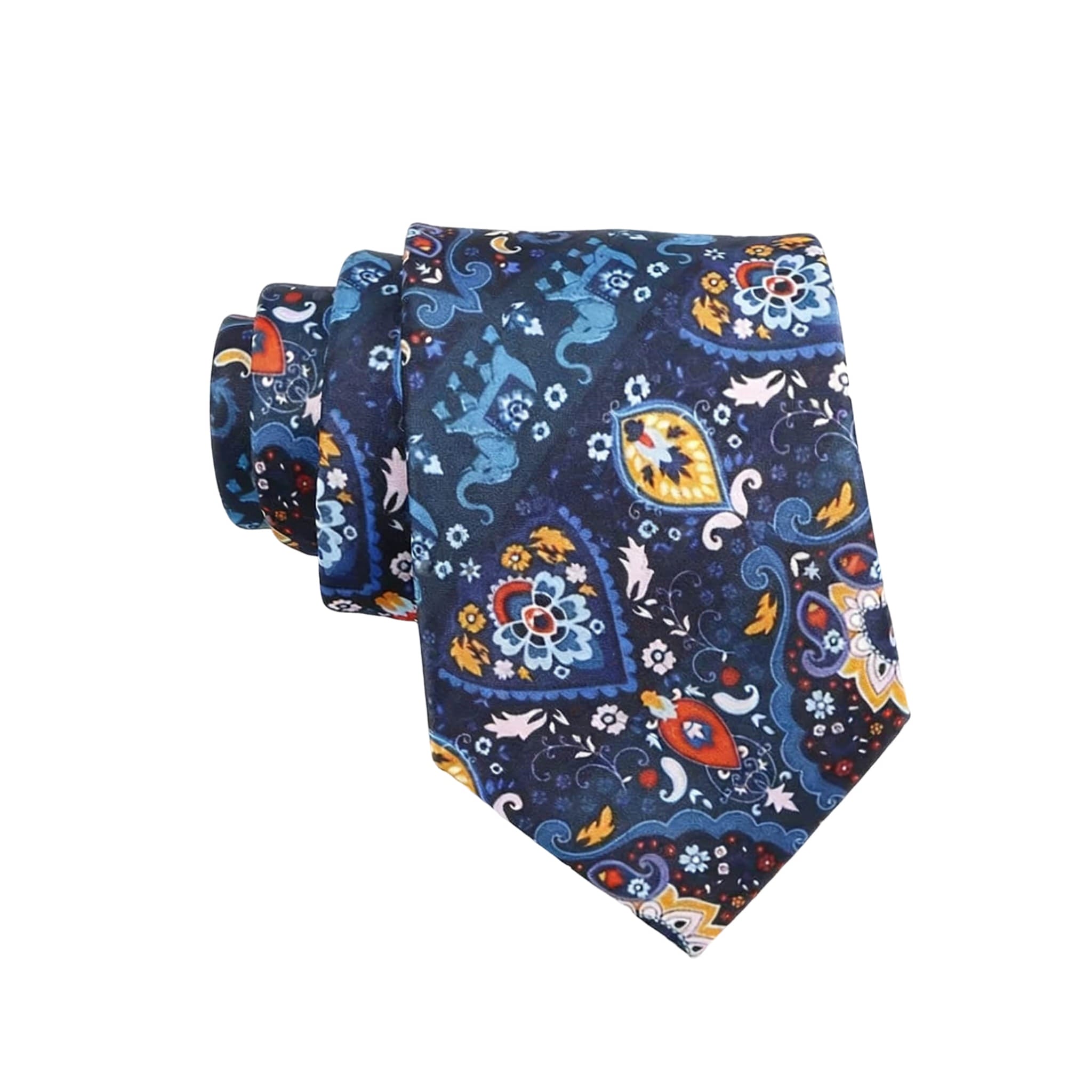 Navy Blue Yellow Paisley Necktie