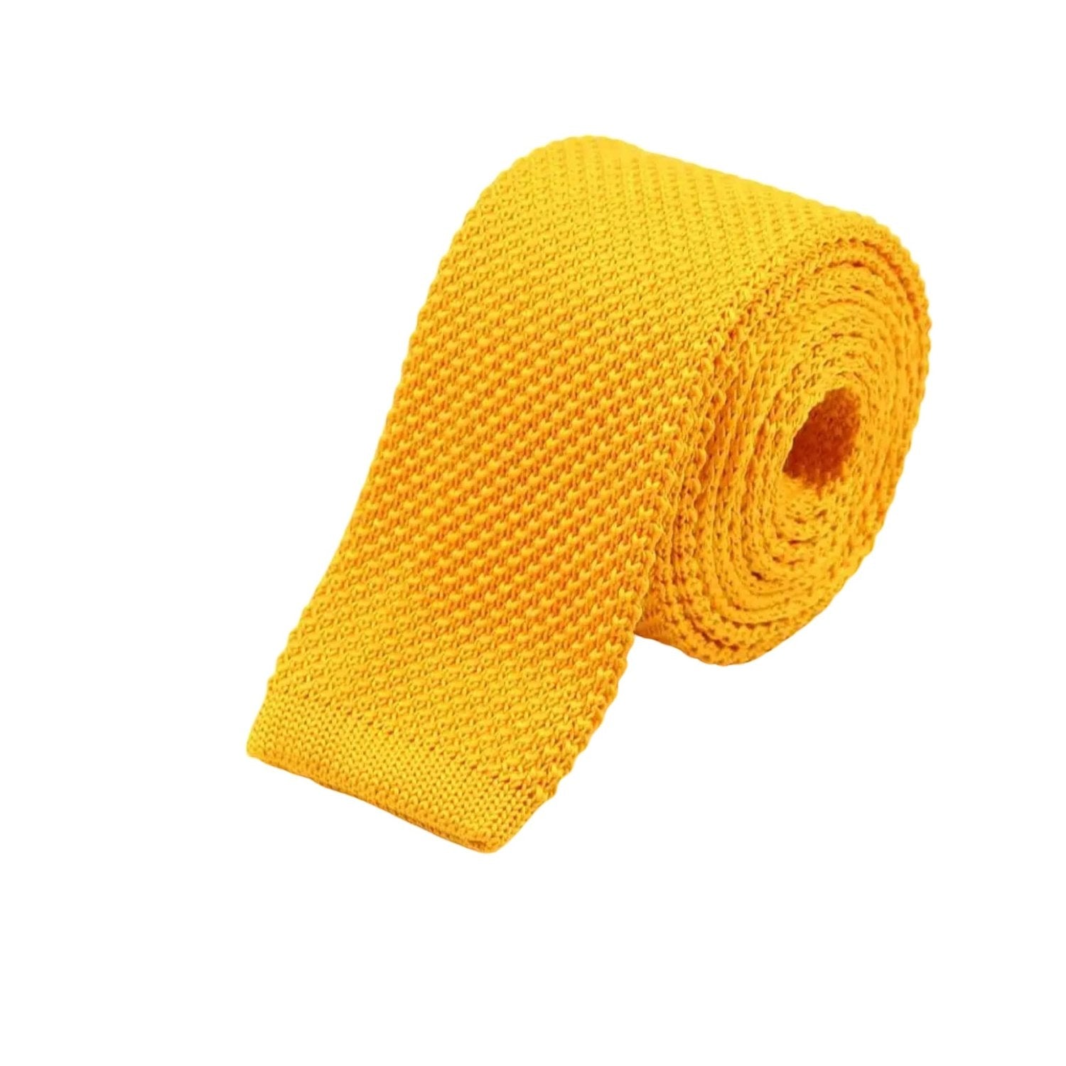 Yellow With Textured Pattern Knitted Necktie