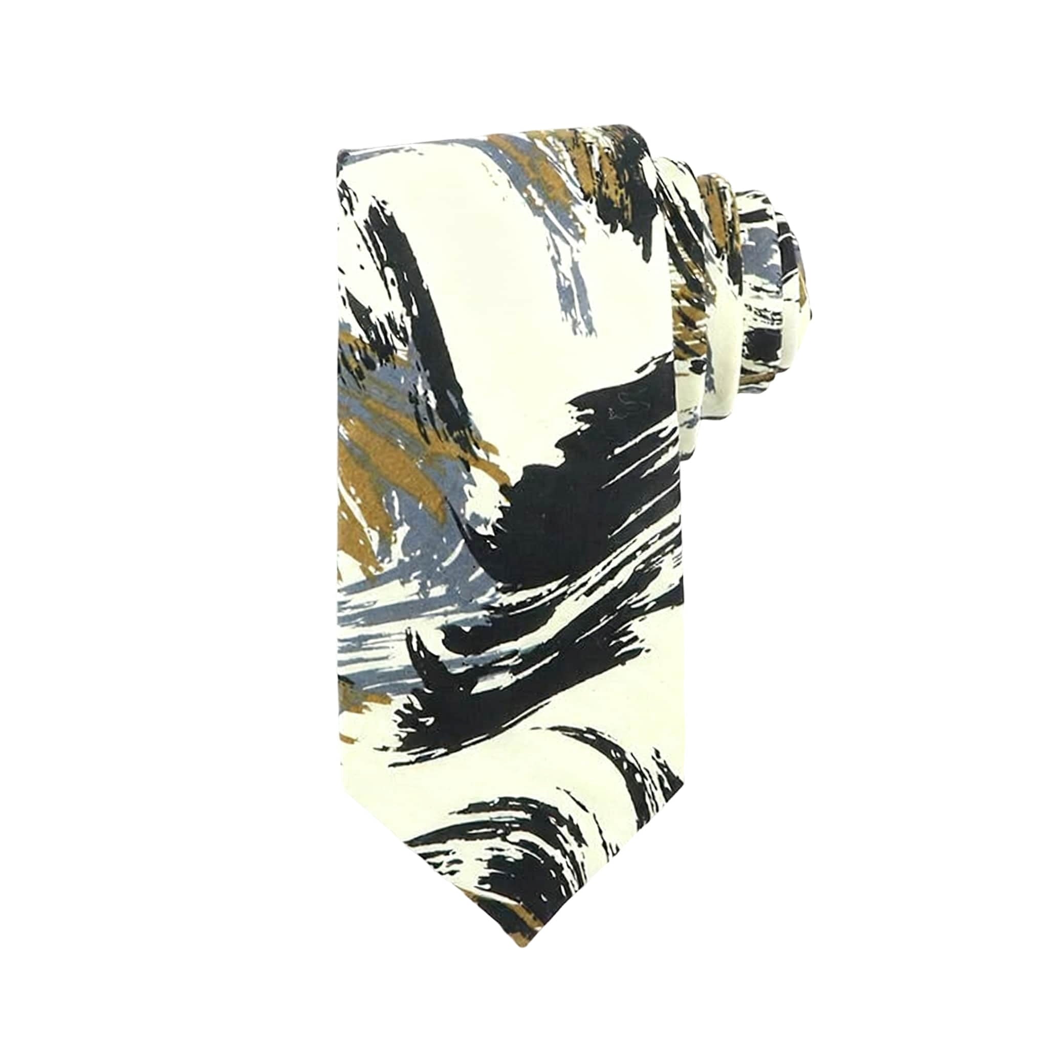 Off White Black Abstract Necktie