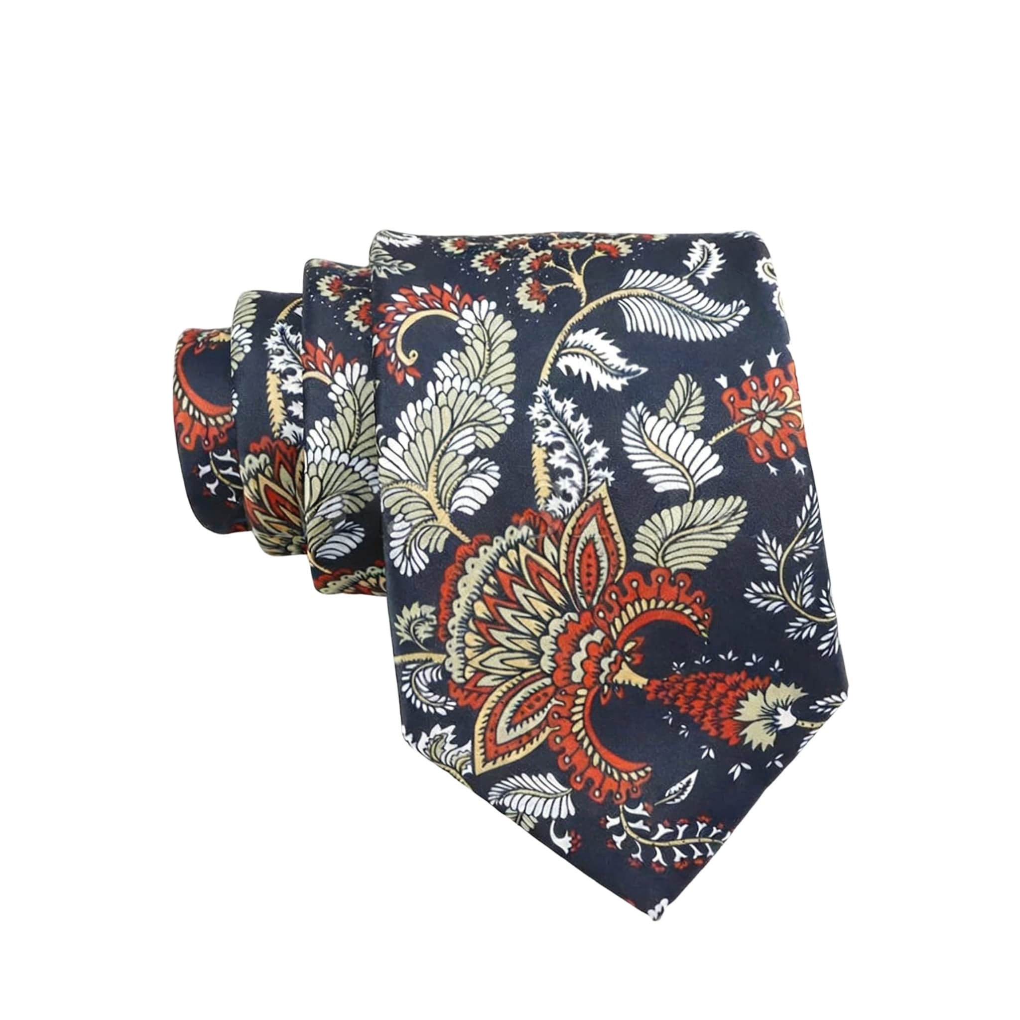 Navy Blue Red Paisley Necktie