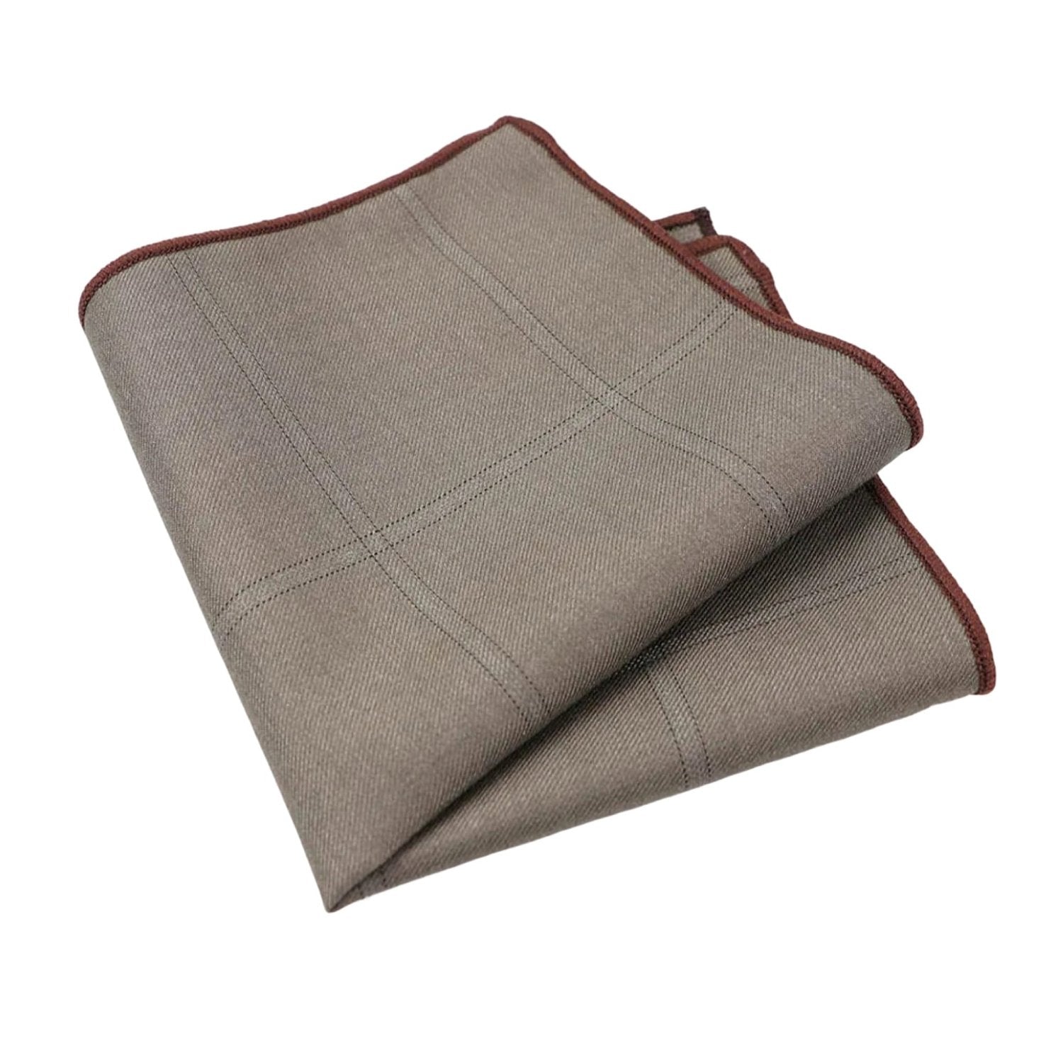 Brown With Brown Grid Pocket Square