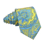Yellow Blue Floral Necktie
