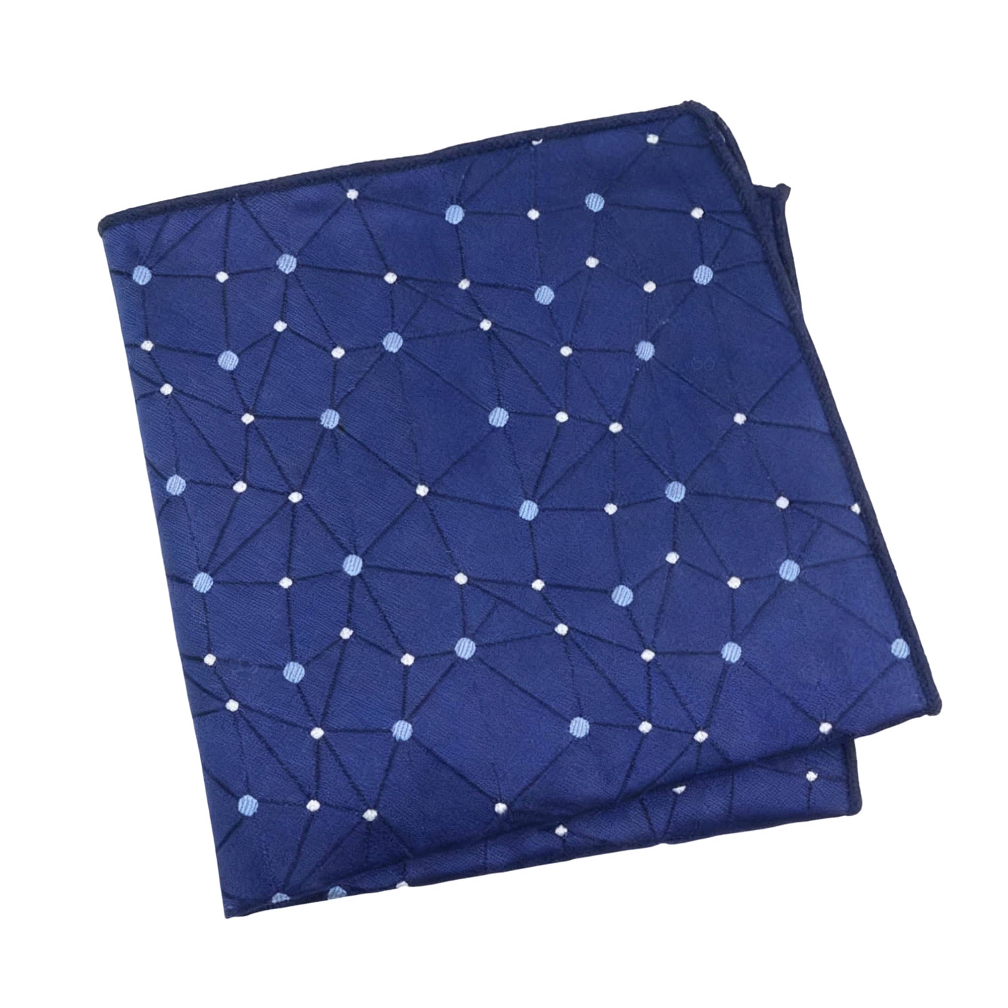 Navy Blue White Geometric Pocket Square