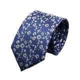 Navy Blue White Floral Necktie