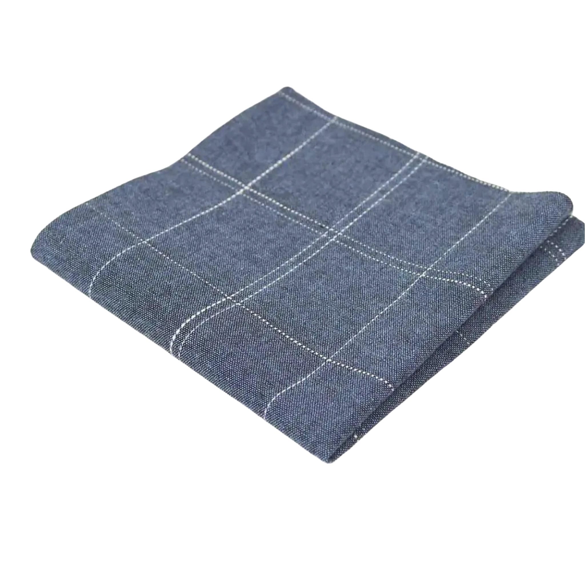 Light Blue White Checked Pocket Square