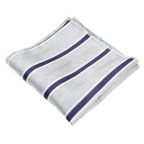 Silver Blue Striped Pocket Square