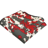 Dark Red Gray Pixel Pocket Square