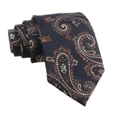 Navy Blue Brown Paisley Necktie
