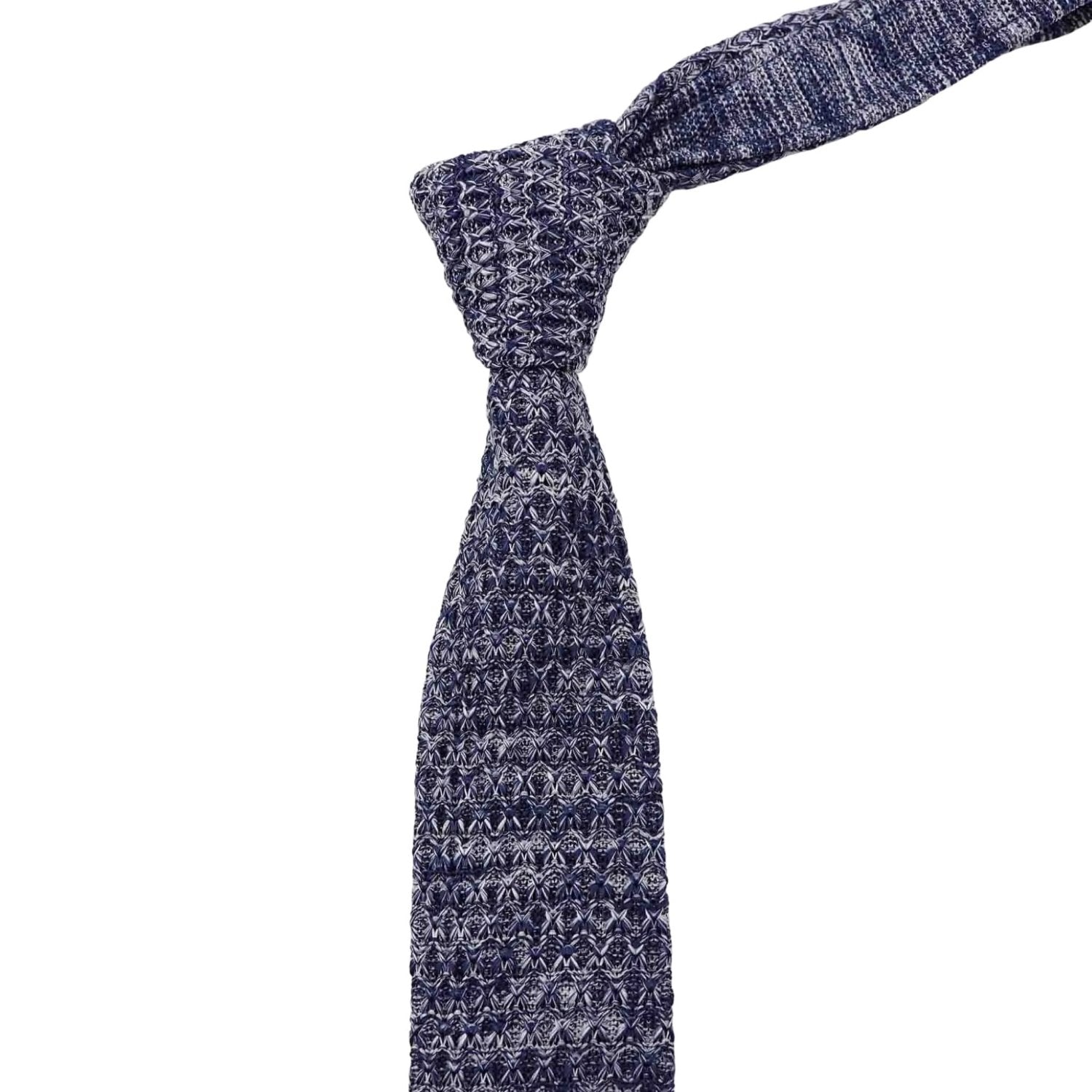 Dark Blue With Light Blue Geometric Necktie