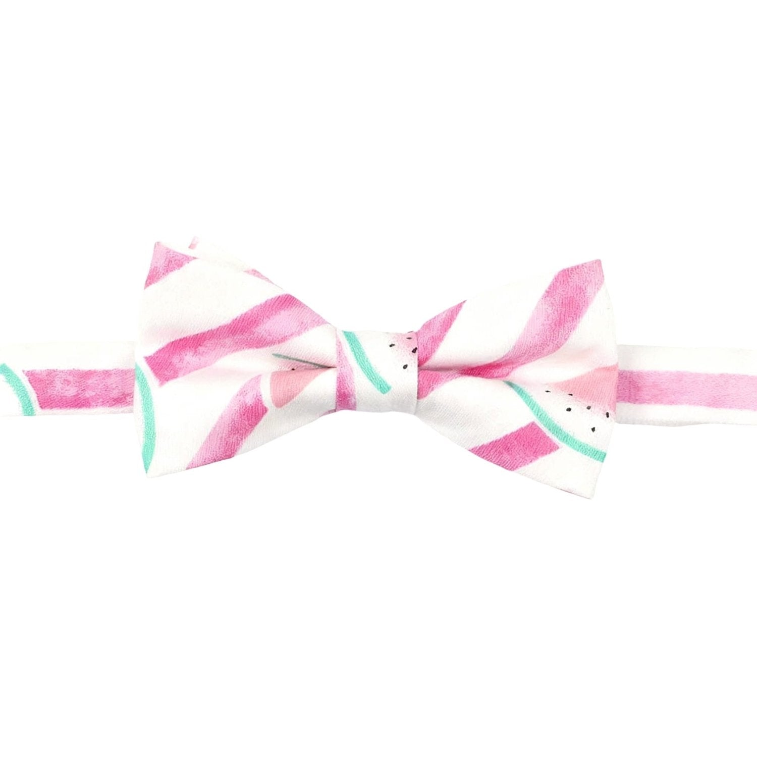 White With Pink - Green Watermelon Slice Bowtie
