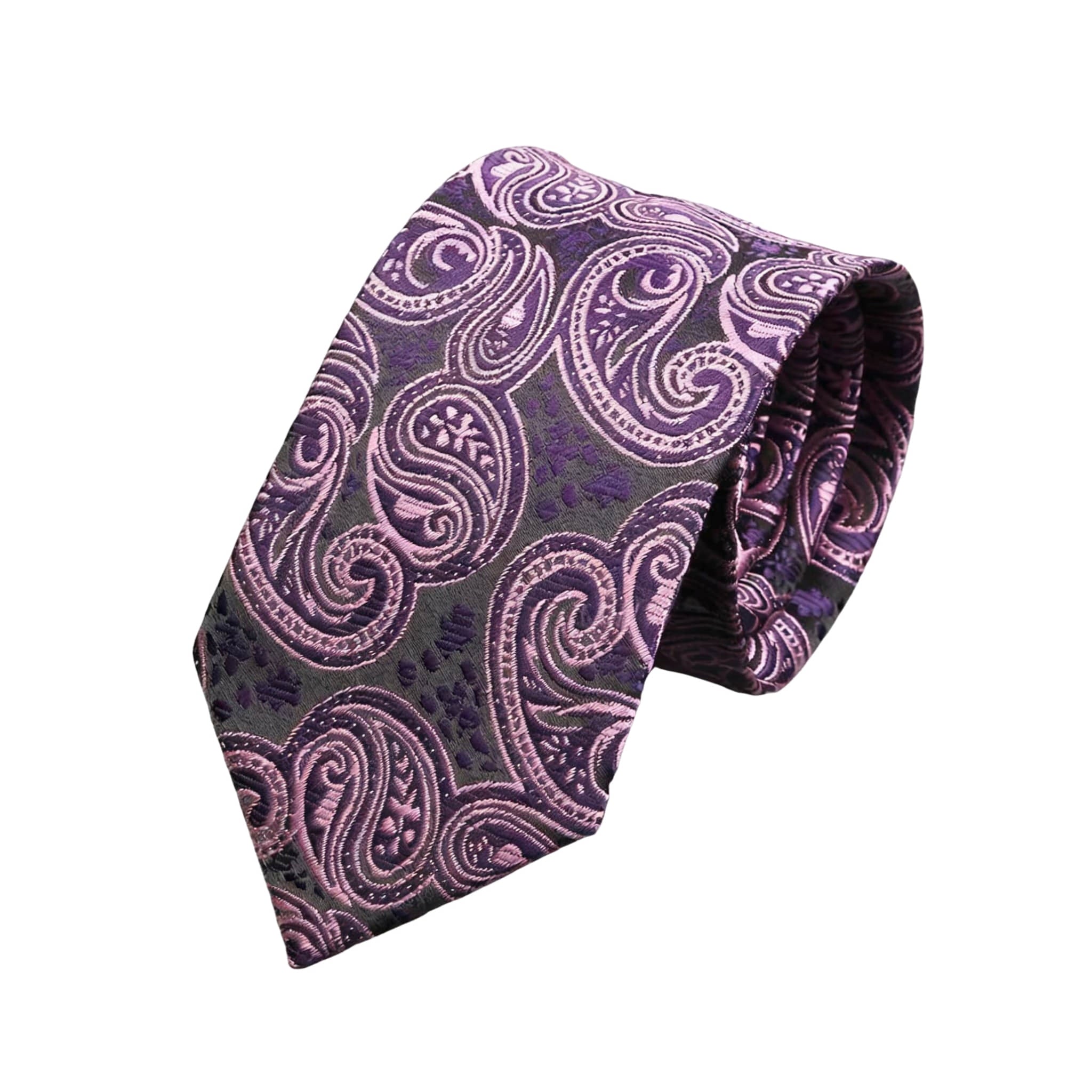 Gray Purple Paisley Necktie