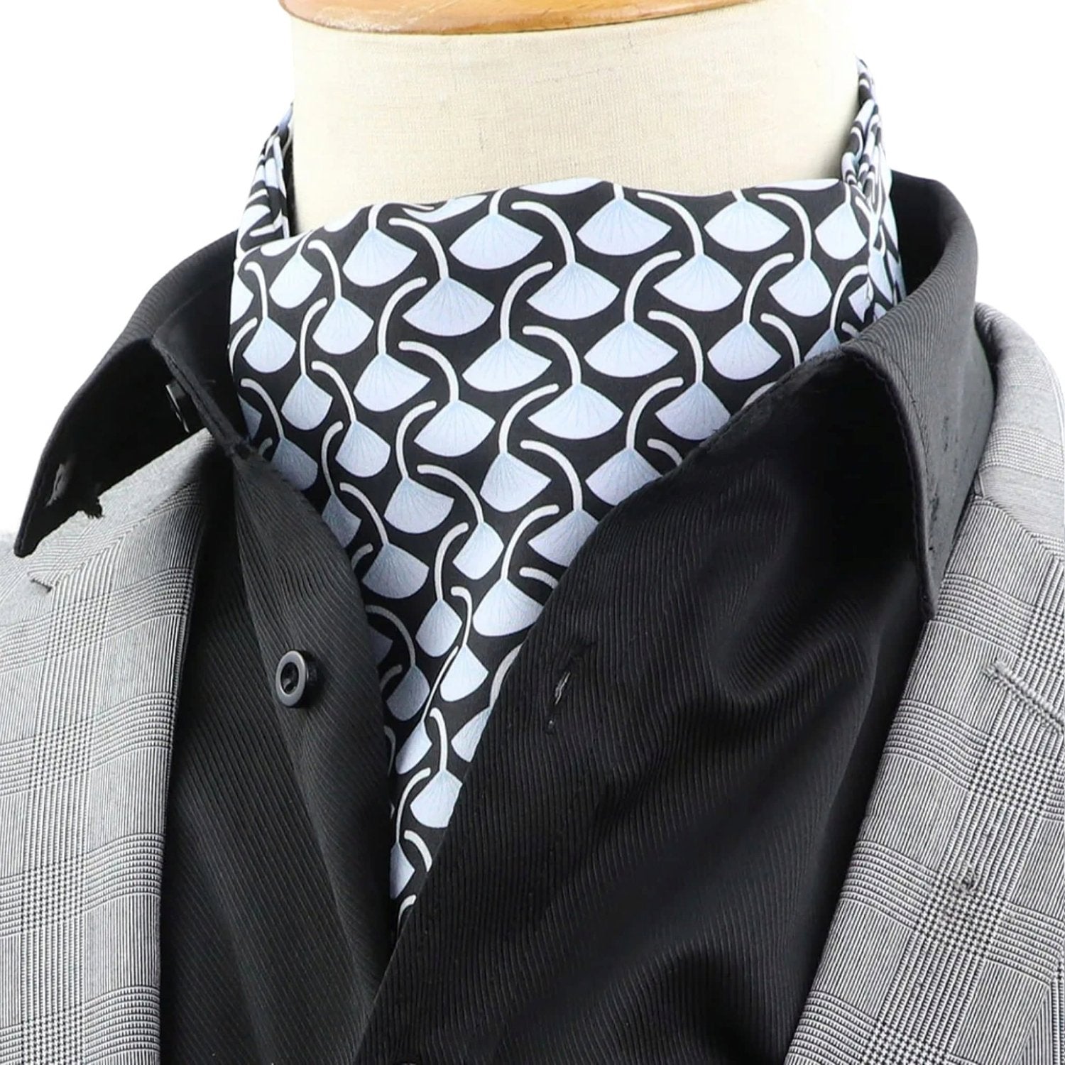 Black With Light Blue Ginkgo Leaf Necktie