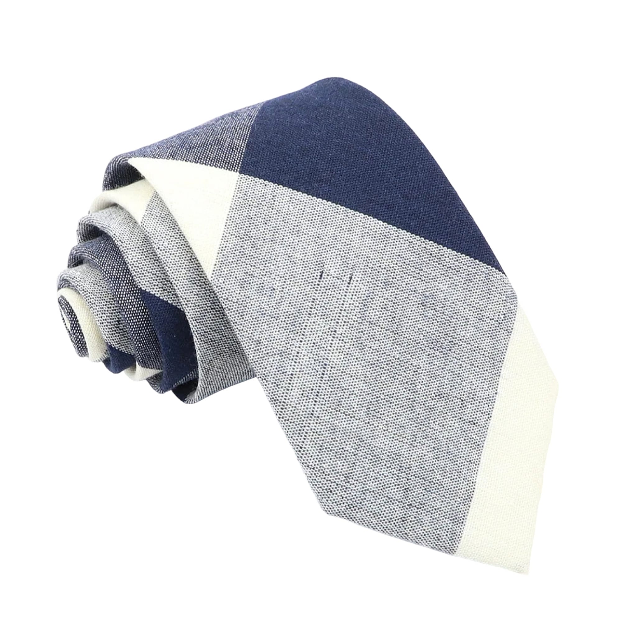 Navy Blue White Plaid Necktie
