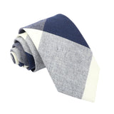 Navy Blue White Plaid Necktie