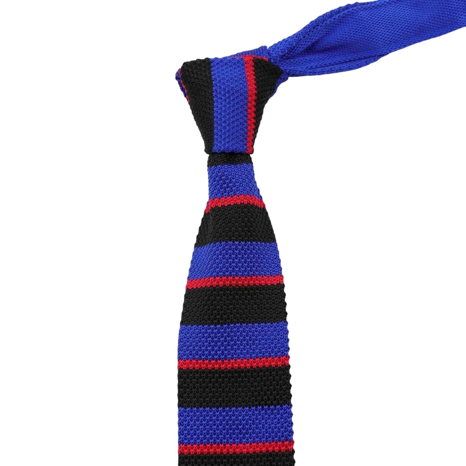 Blue With Black Red Horizontal Stripes Necktie