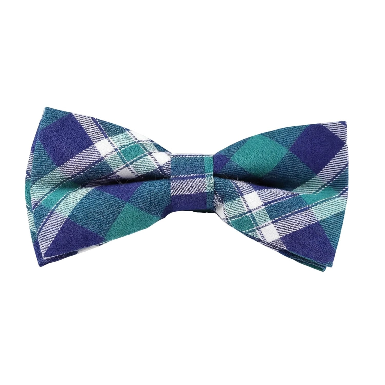 Blue With White Green Plaid Necktie