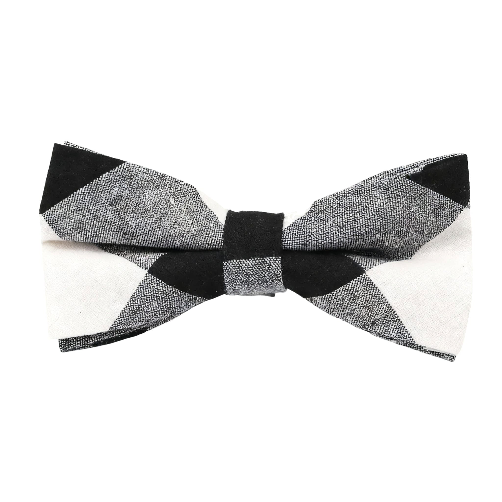 Beige Black Plaid Bow Tie