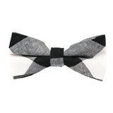 Beige Black Plaid Bow Tie