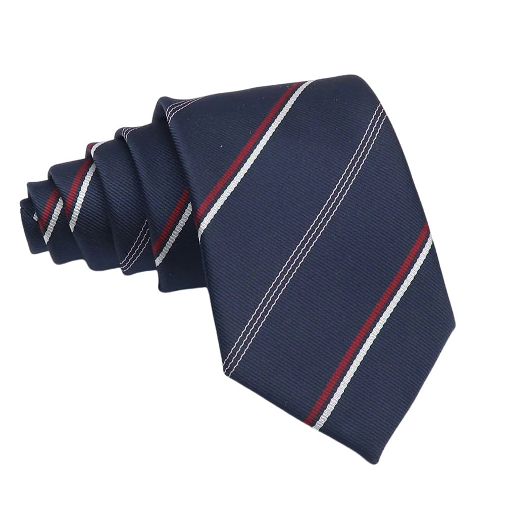Navy Blue Red Striped Necktie