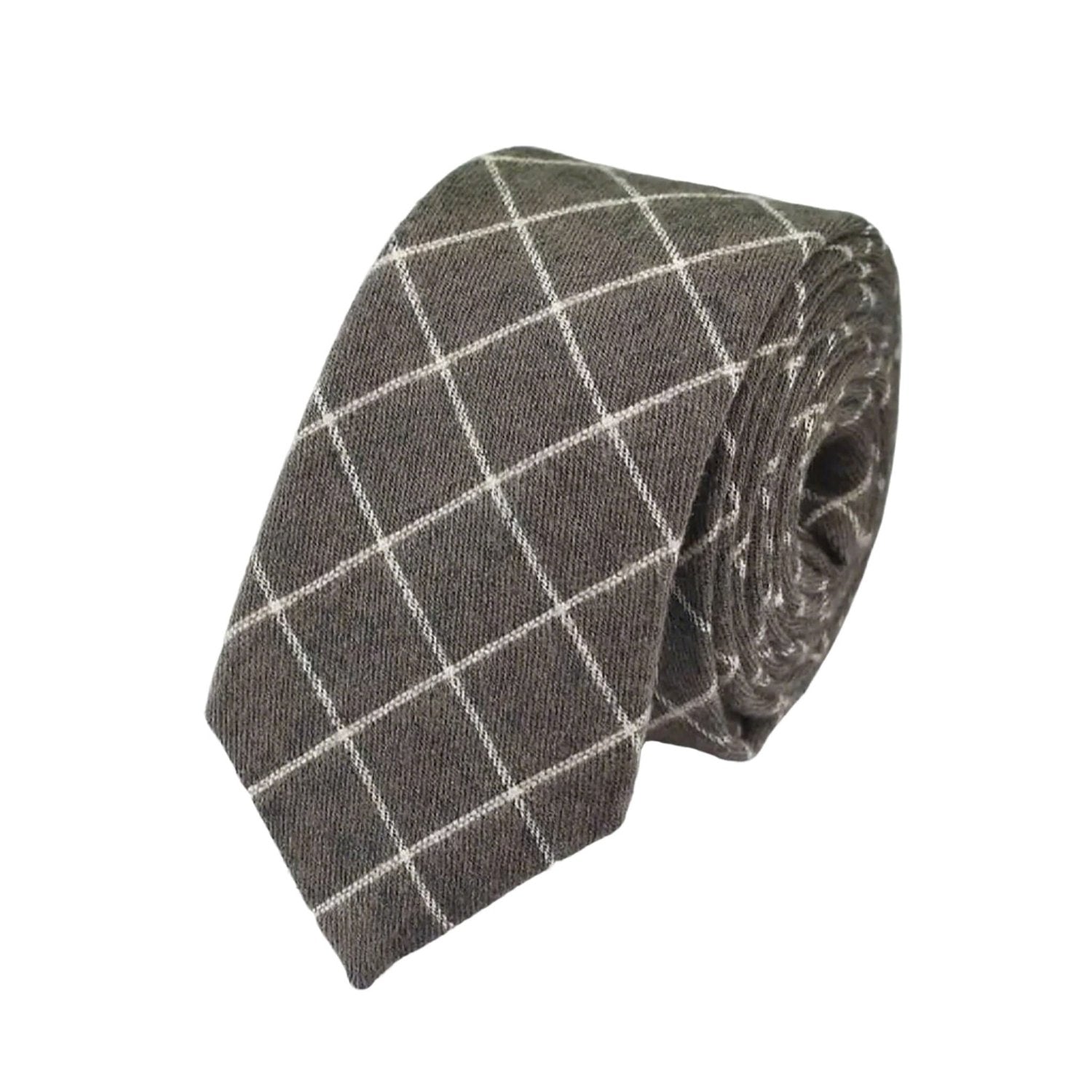 Brown With White Checkered Necktie