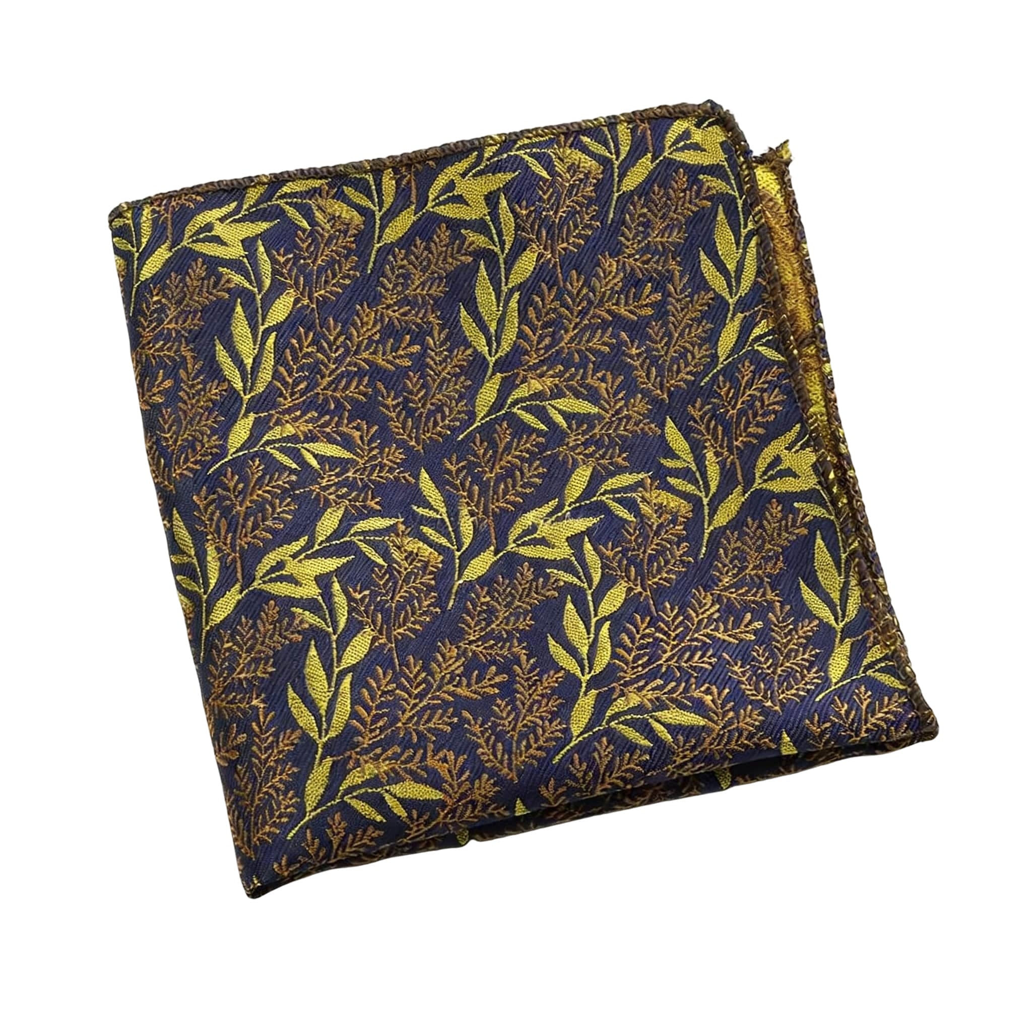 Navy Blue Gold Leaf Pocket Square