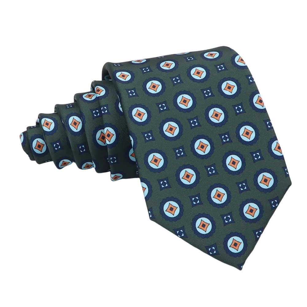 Green Orange Geometric Necktie