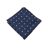 Navy Blue Yellow Polka Dot Pocket Square