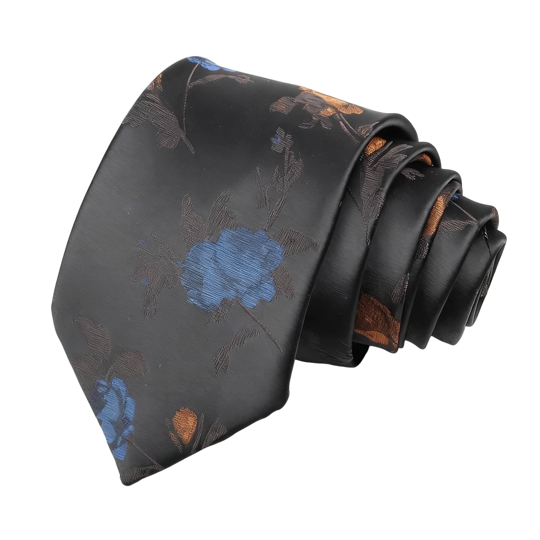 Black Blue Floral Necktie