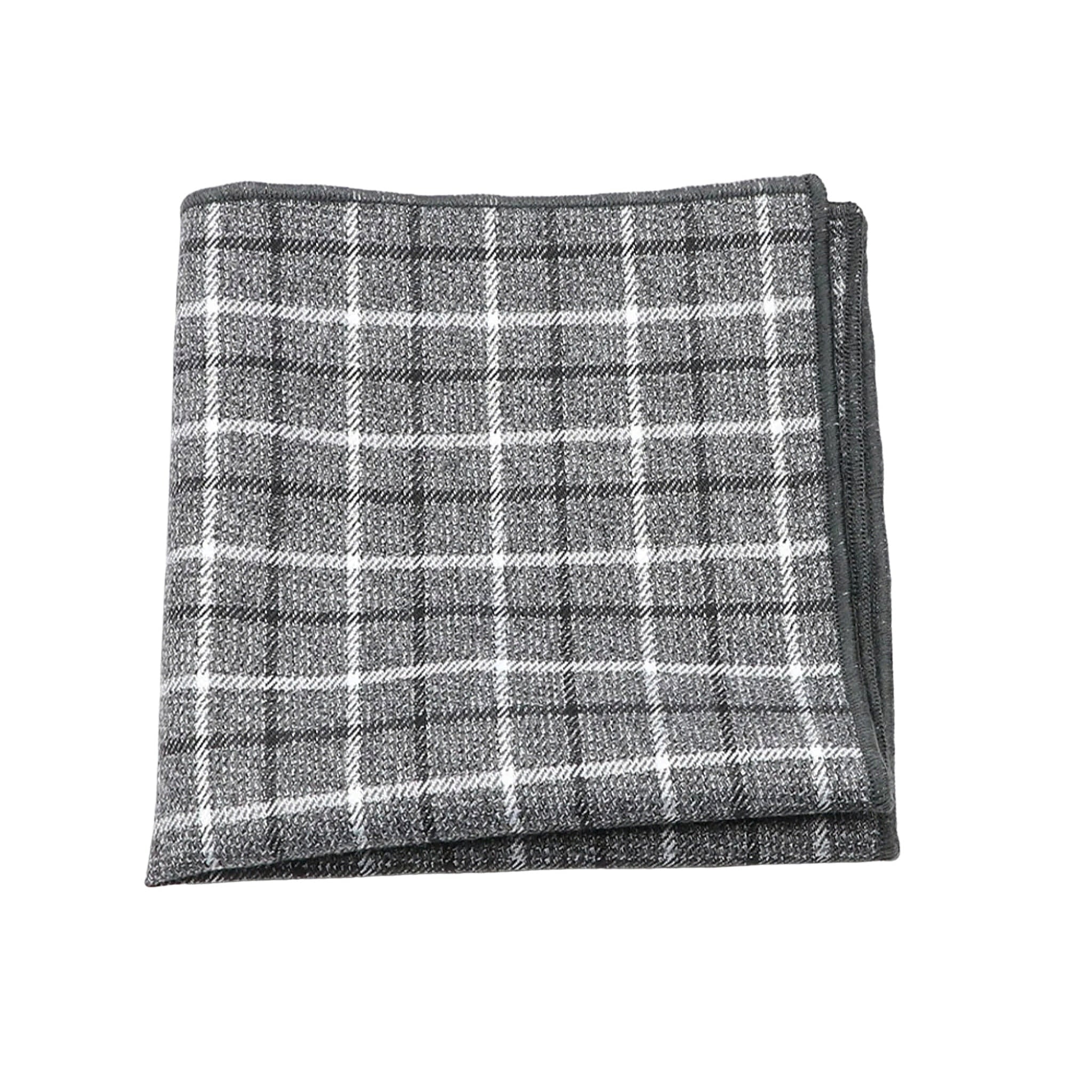 Gray White Plaid Pocket Square