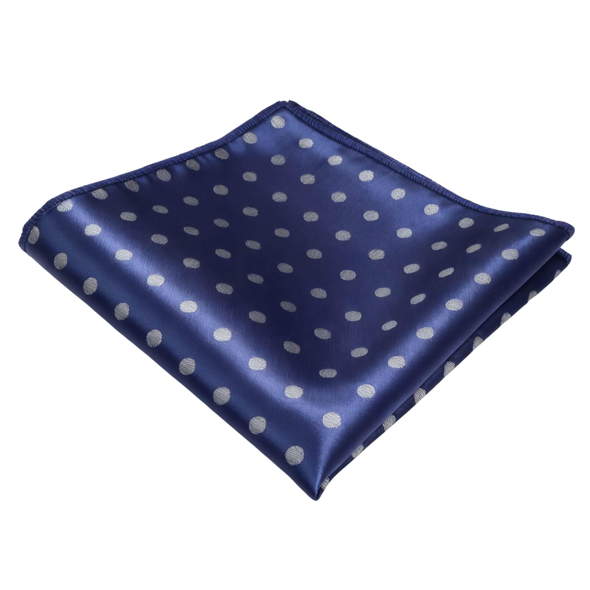 Navy Blue Silver Polka Dot Pocket Square