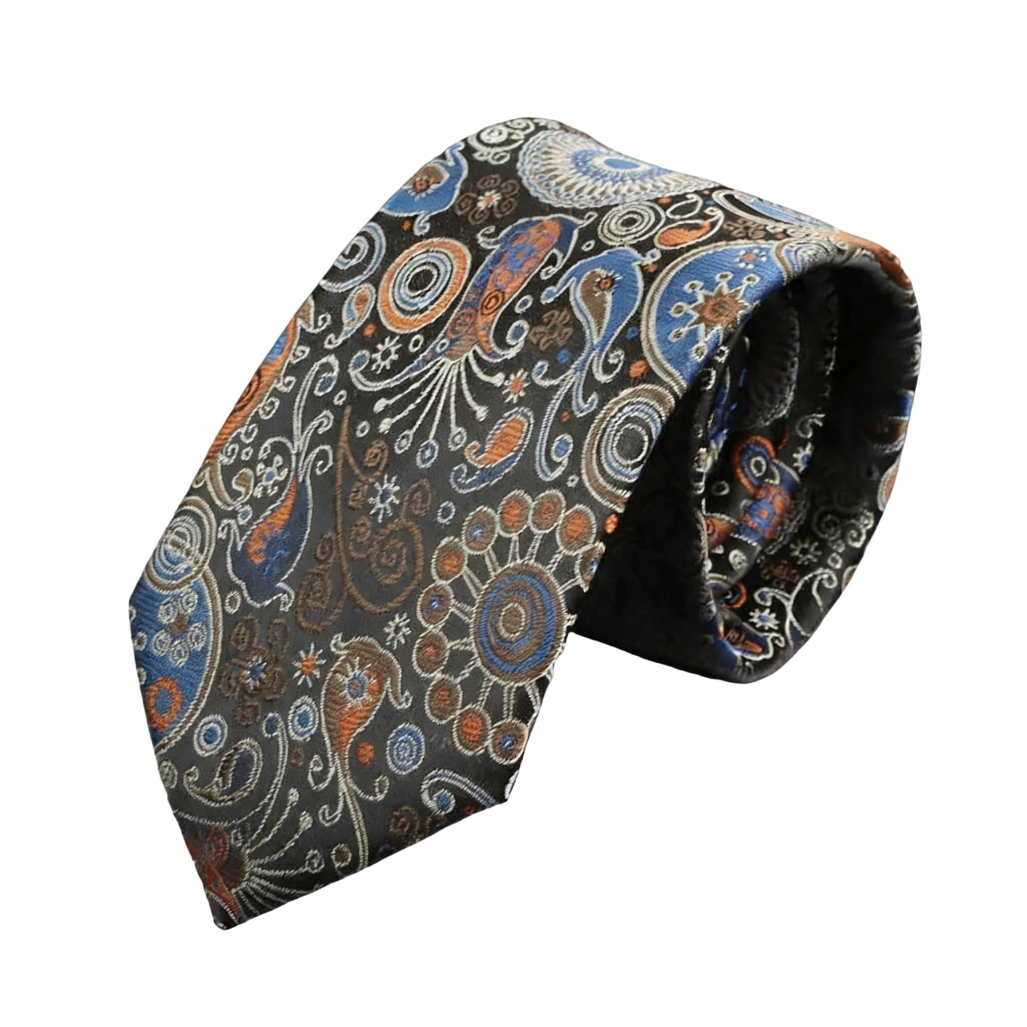 Black Orange Paisley Necktie