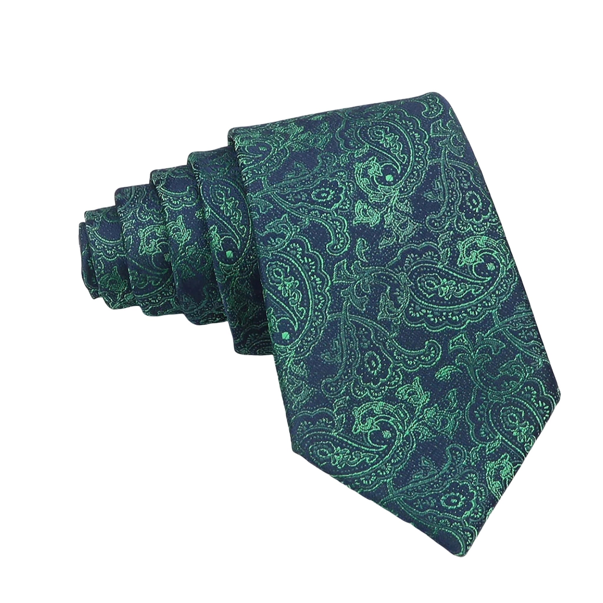 Navy Blue Green Paisley Necktie