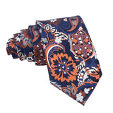 Navy Blue Orange Paisley Necktie
