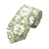 Sage Green White Floral Necktie