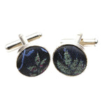 Navy Blue Green Leaf Cufflink
