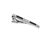 Silver Black Crystal Stripe Tie Clip