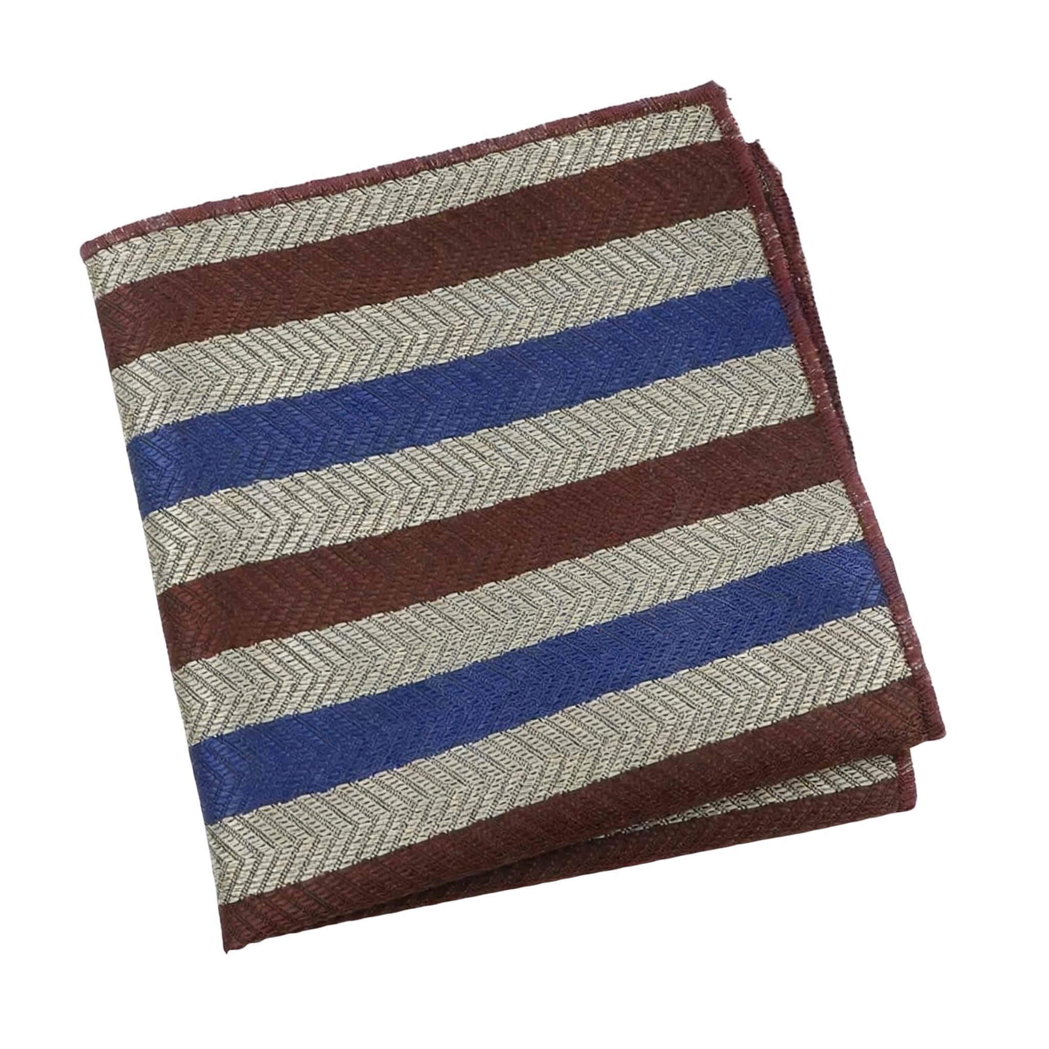 Brown Blue Striped Pocket Square