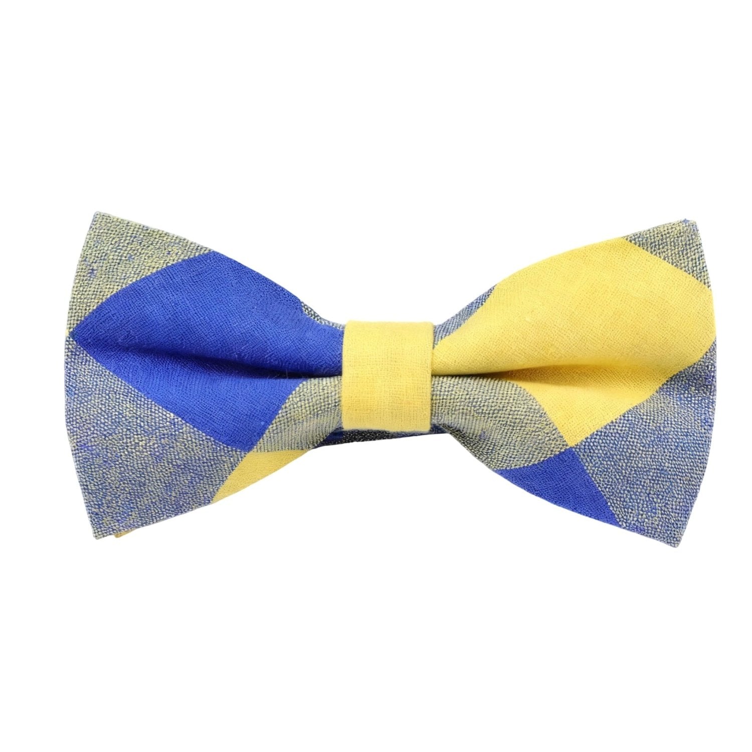 Blue With Yellow Color Block Bowtie