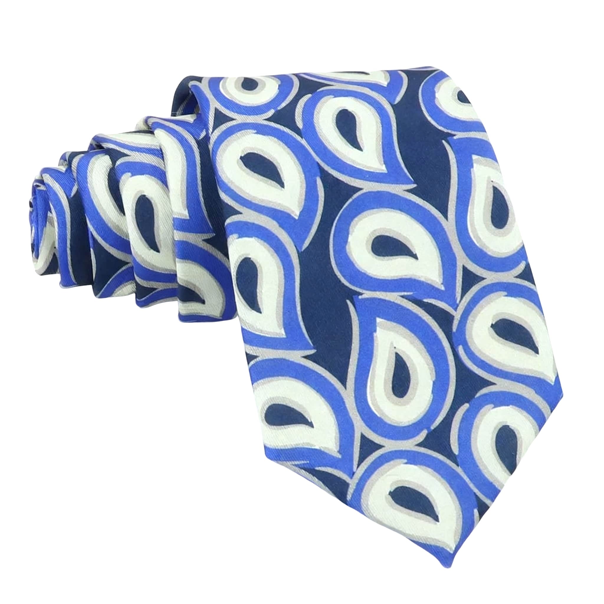 Navy Blue Blue Paisley Necktie