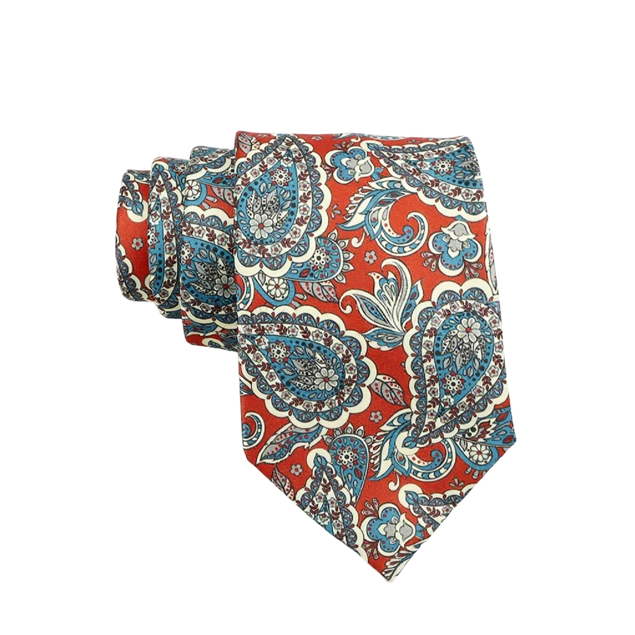 Orange Blue Paisley Necktie